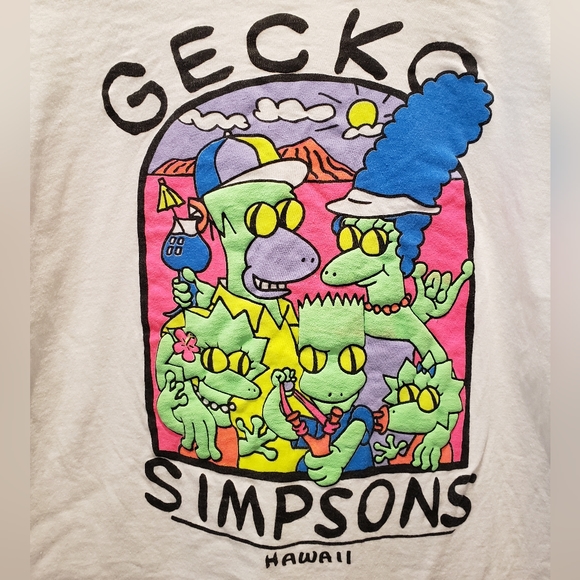 Vintage 1990s The Simpsons x Gecko Hawaii T Shirt Men's sz XL Not a Reprint - Picture 2 of 7